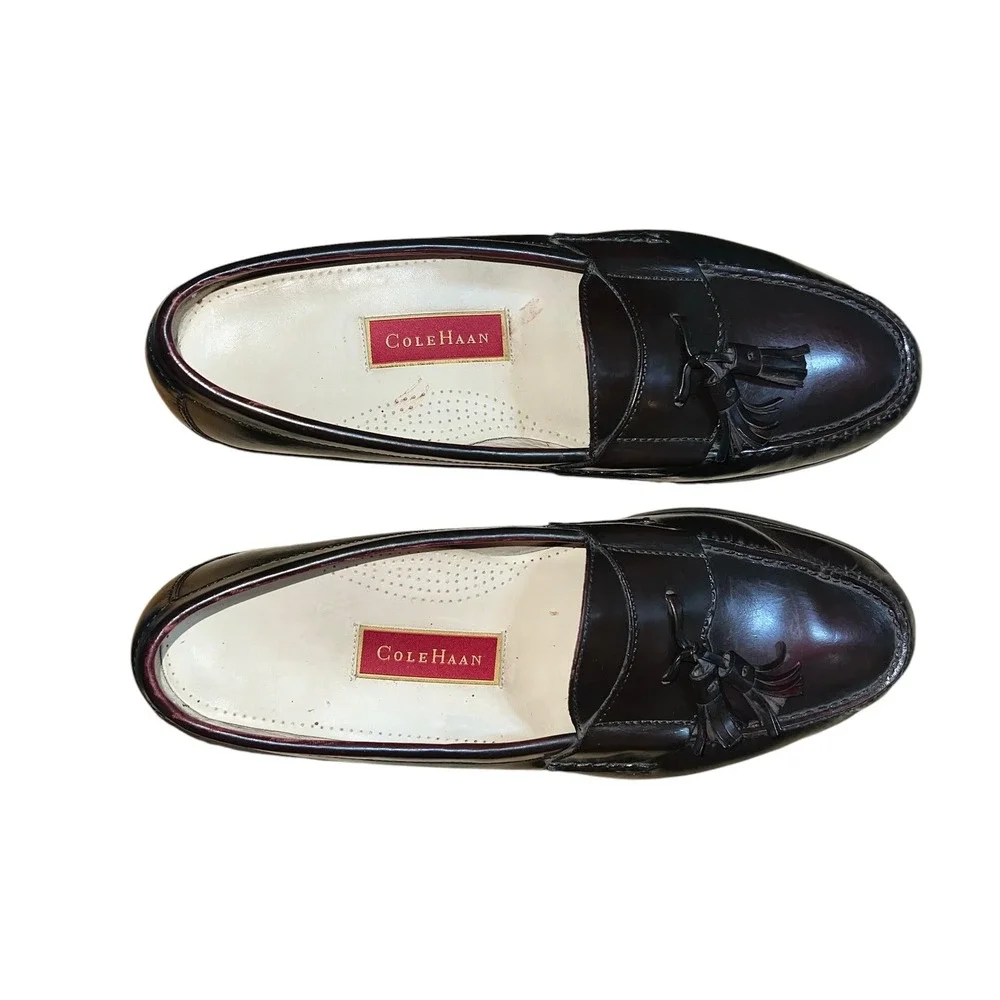 Cole Haan Tassel Loafers Mens 13 D Burgundy Oxblood Leather Dress Shoes C03507